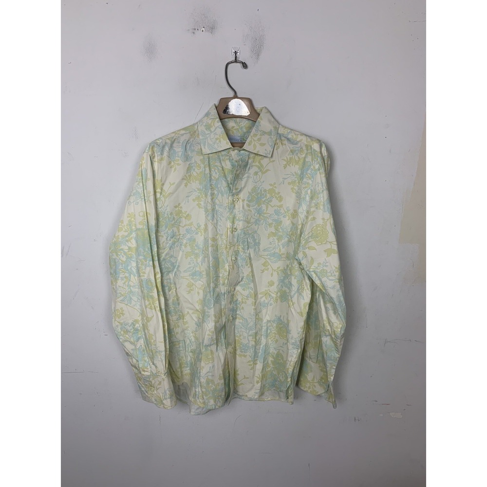 Seaplane‎ Mens Shirt Small Floral Beachy Spring Easter Resort Button Up Yellow